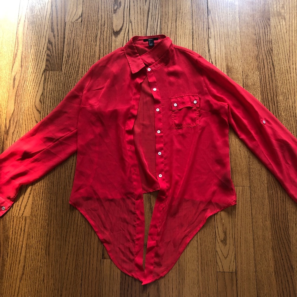 Sheer Red Forever 21 Blouse